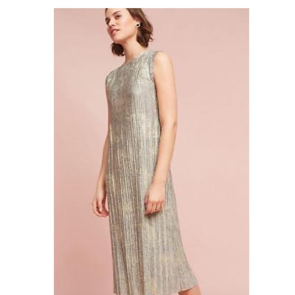 Anthropologie Corrina Metallic Dress Small